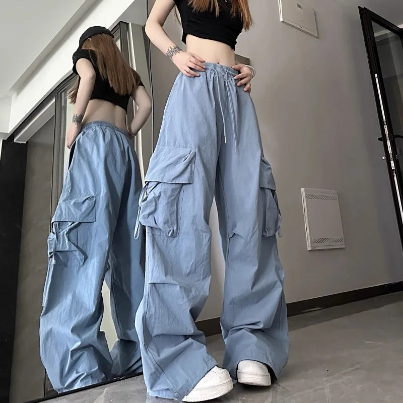 Retro Cargo Pants Women Fashion Streetwear High Waist Thin Casual Sweatpants Harajuku Sports Pants Woman Clothes Trousers Mujer