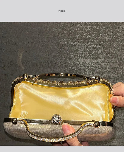 Diamond Evening Clutch Bag Golden Tassel Handbag Boutique Novelty Metallic Rhinestone Purses And Handbags Bridal Wedding Party
