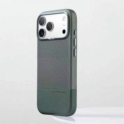 For Magsafe Fine Grained Leather Case For iPhone 17 Pro Max Ari 16 15 14 13 Metal Lens Frame Wireless Charge Accessories Cover
