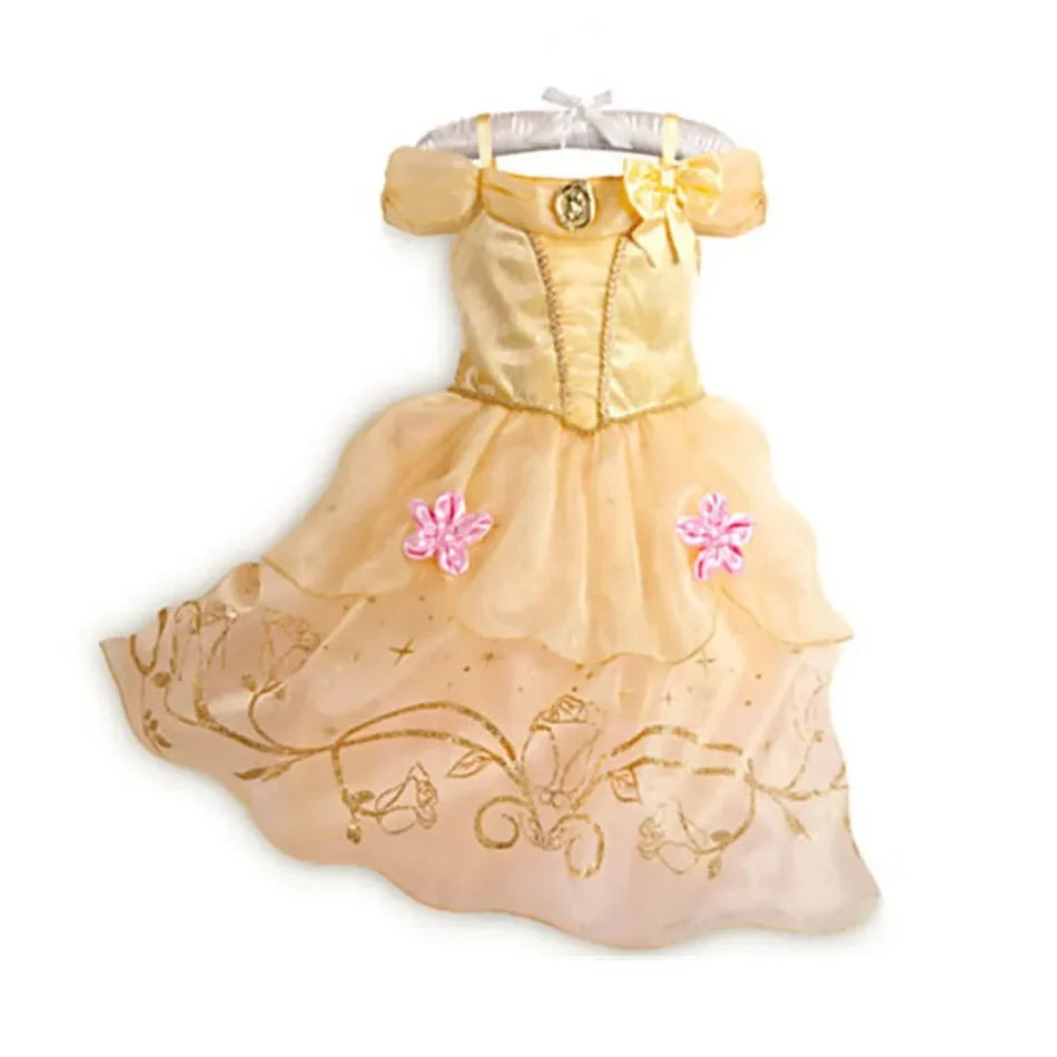 Children Princess Costume Party Fancy Flower Vestido New 2024 Christmas Birthday Carnival Dress Up Rapunzel Belle Disguise Frock