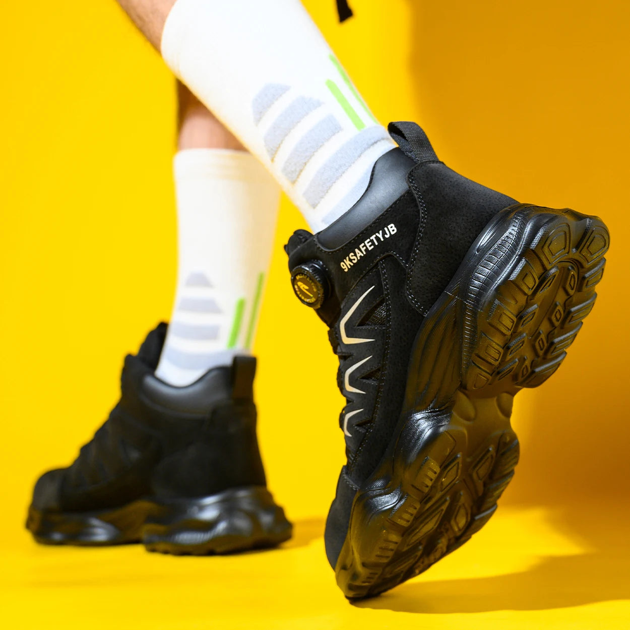 Rotating Button Safety Boots Shoes Man Steel Toe Safety Work Shoes Lightweight Non Slip Work Boots Men Sneaker