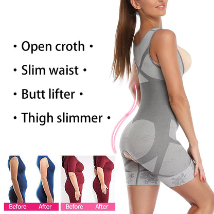 Shapewear Women Full Body Shaper Slimming Bodysuit Open Crotch Corset Waist Trainer Shaping Underwear Butt Lifter Lingerie Fajas