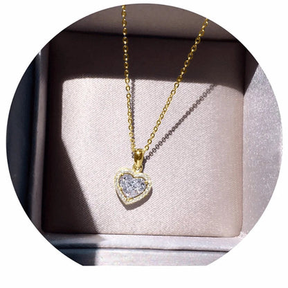 2.3mm Round Halo Moissanite Necklace Exquisite 14K Gold Filled Heart-shaped Pendant Necklaces For Valentine's Day Jewelry