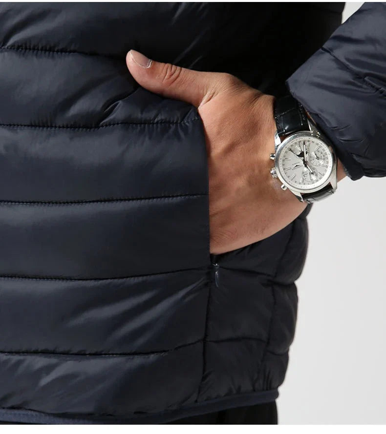 Spring Autumn Men Women With Embroidery Zipper Sleeveless Vest Front Light Thin Hooded Down Long sleeves Jacket Warm Windproof
