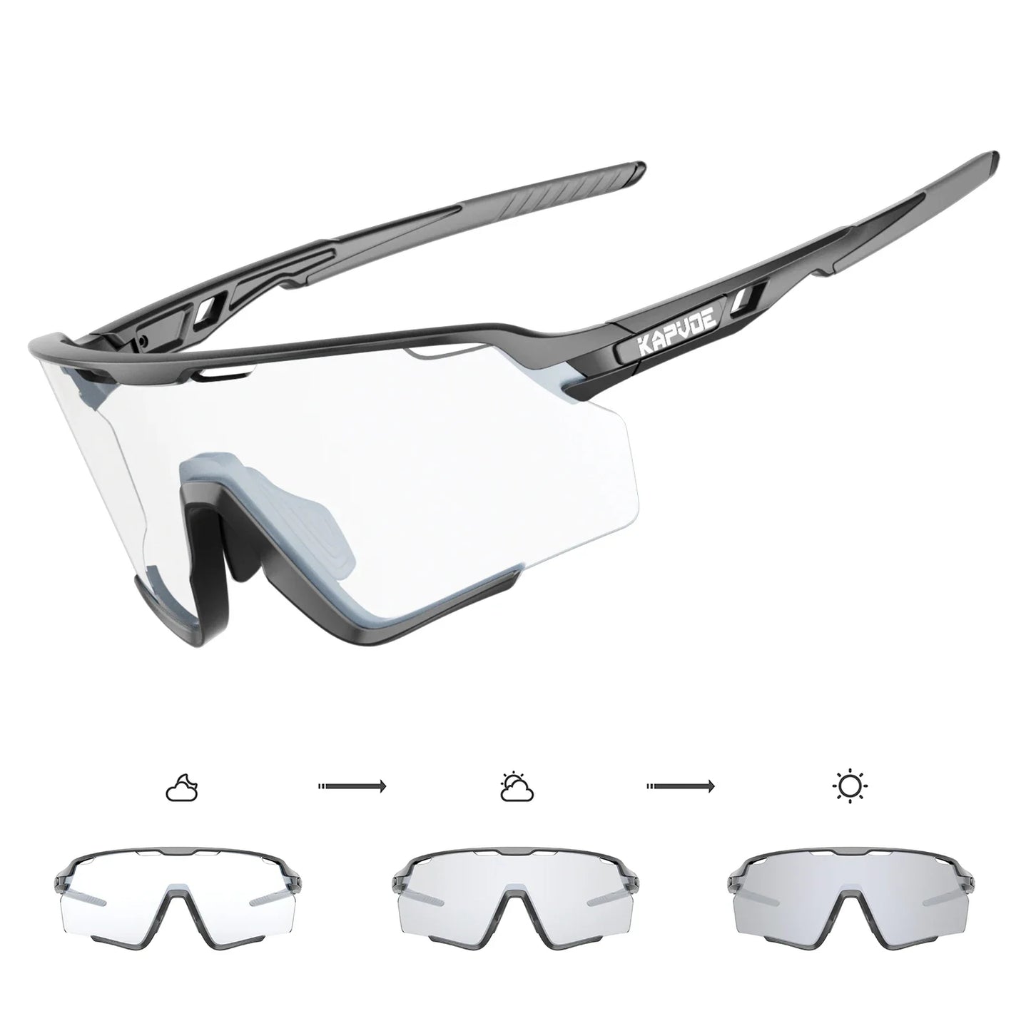 Photochromic Cycling Glasses Silver Lens Sunglasses Multi Color Men Women Bike Outdoor Eyewear Riding Driving Running