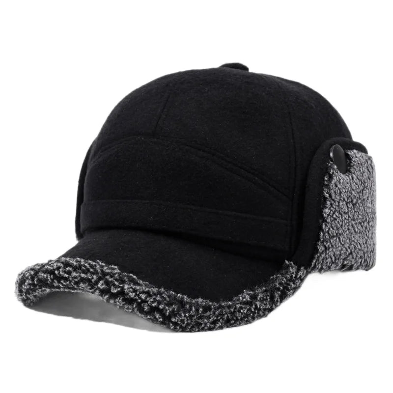 Autumn and Winter New Warm Lei Feng Hat Men's Father Outdoor Leisure Thickened in The Elderly Fleece Hat Baseball Cap Ear Cap