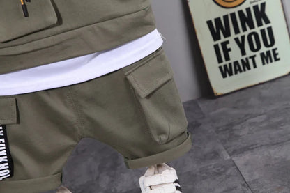New Toddler Summer Baby Boys/Girls Clothes Children Pulling Rope Pocket T-Shirt Shorts 2Pcs/Set Infant Kids Fashion Tracksuits