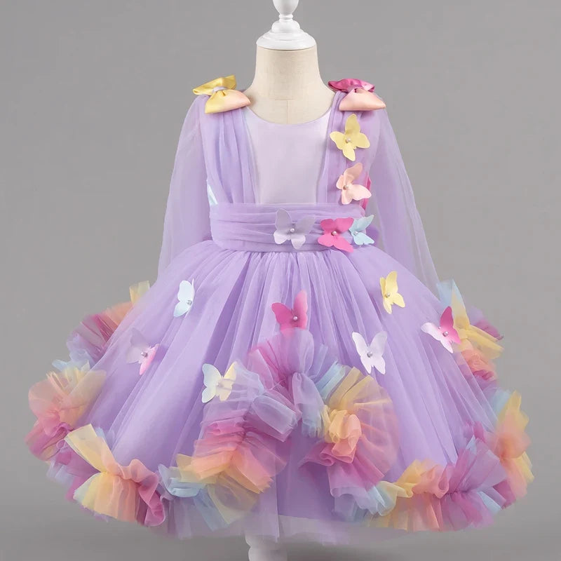Baby Dress 0-5 Years Birthday Party Wedding Dresses For Toddler Sleeveless Butterfly Mesh Fluffy Cute Girl Princess Dress