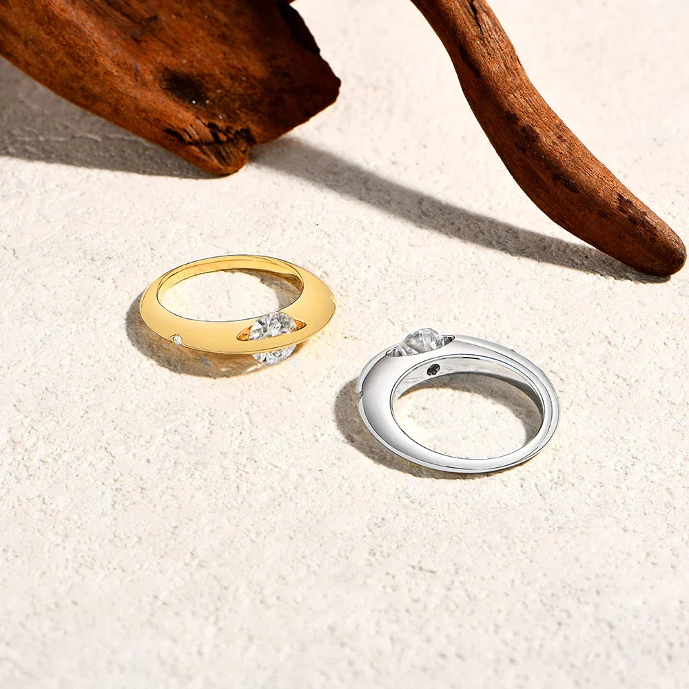 ATTAGEMS Bague Moissanite rotative à 360° pour femmes, taille ronde 1,0 CT D VVS1, bande en argent s925, bague anti-anxiété, bijoux fins de fiançailles