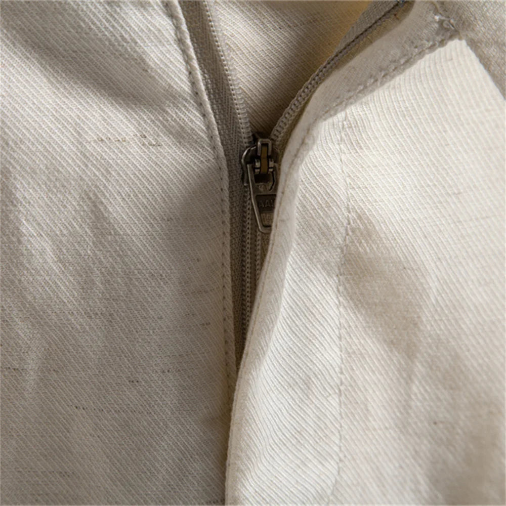 Men's Comfortable Elastic Waist Shorts Solid Color Cotton Linen Blend Multi Pocket Breathable Quick Dry Summer Shorts