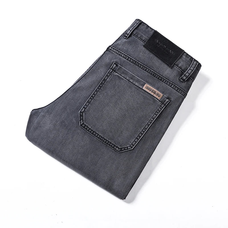 Loose Wide-leg Men's Thin Jeans Lyocell Soft Drape Fabric Comfort Trousers Spring Summer Fashion Brand Washing Denim Pants