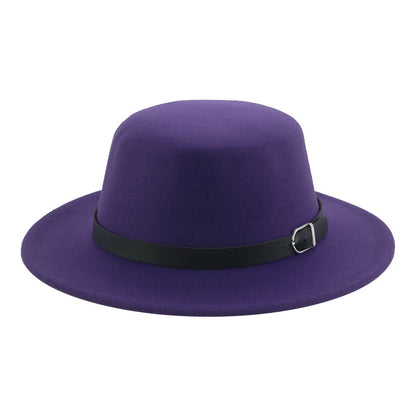 Felted Men Hats Solid Flat Top Belt Band Classic Simple Fedora Hats Khaki Camel Black White Red Casual Formal Dress Winter Hats