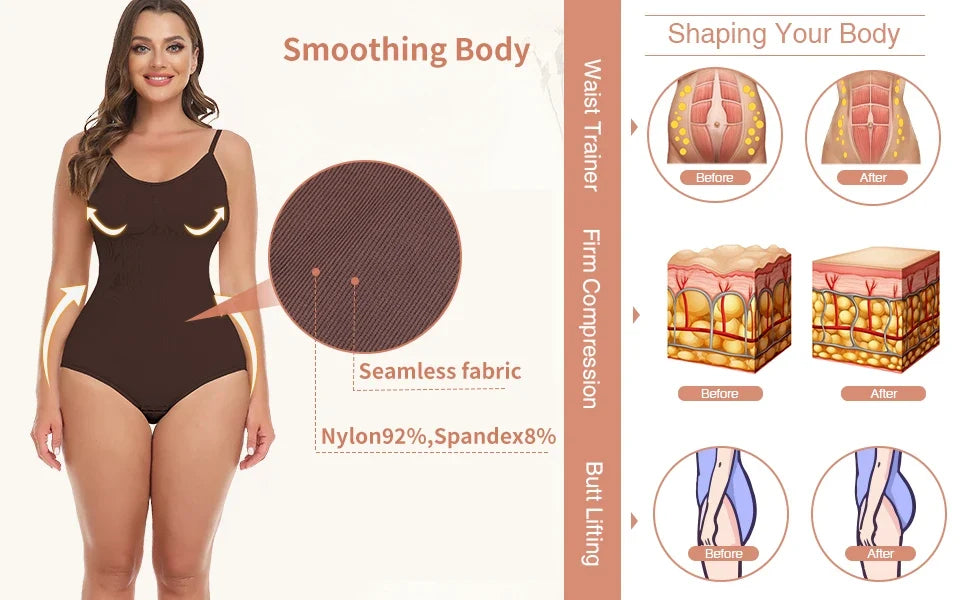 Women Seam-free Sleeveless V-Neck Bodysuit Shapewear Tummy Control Body Shaper Tank Top Red Blue