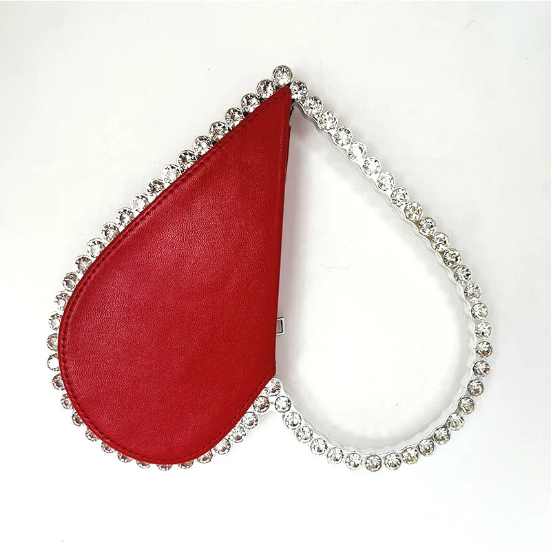 Diamond Red Heart Evening Clutch Women's Designer Chic RhinestoneBlack Wallet Wedding Party Sac A Main Heart Handbag for Woman