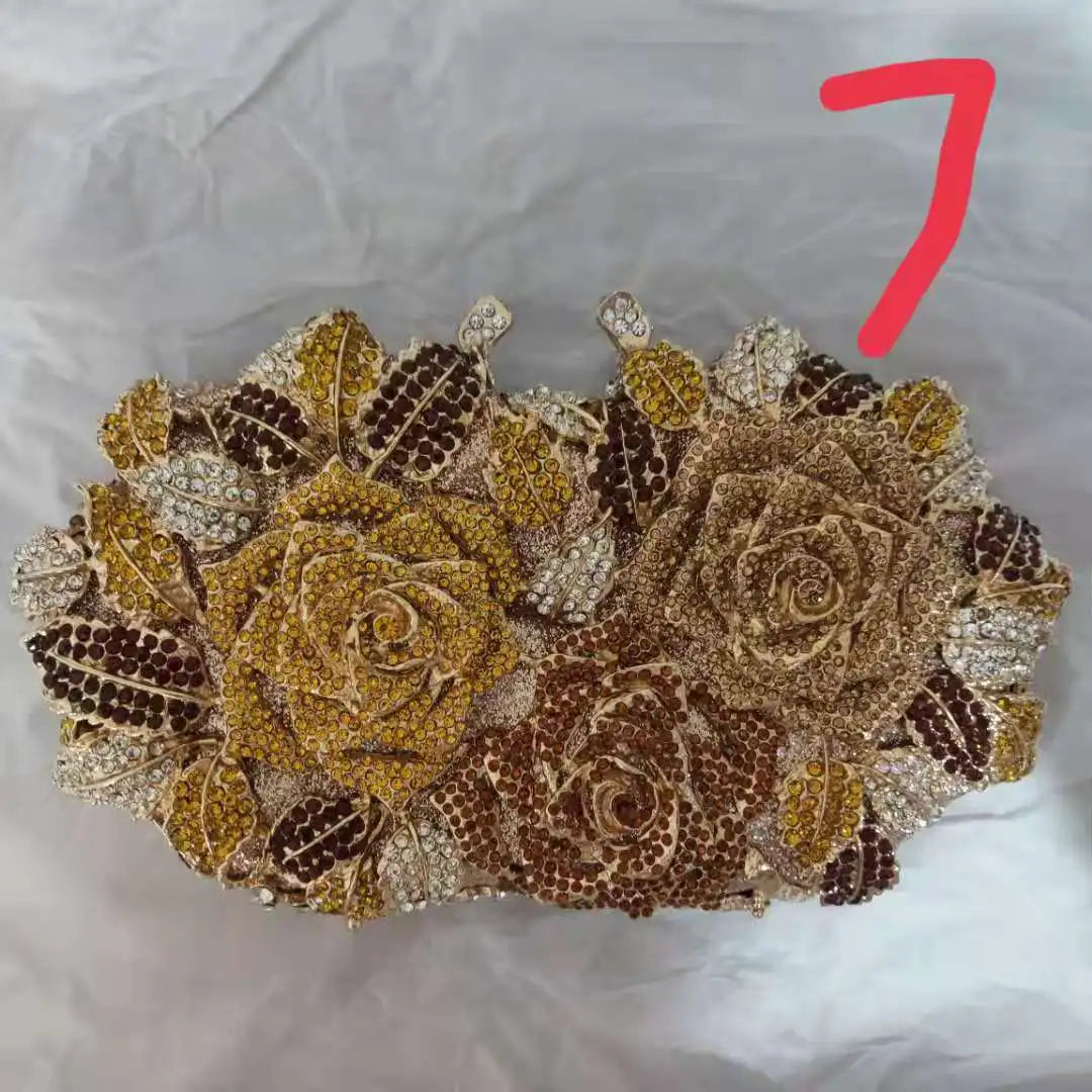 Golden Silver Color Stones Money Clutch Bag Women Crystal Clutches Bridal Handbags Wedding Party Cocktail Minaudiere Bag Purse