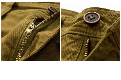 Men's Casual Washed Cotton Cargo Shorts Multi-Pocket Durable Knee-Length Work Shorts Pantaloncini Uomo Camouflage Roupas Hombre