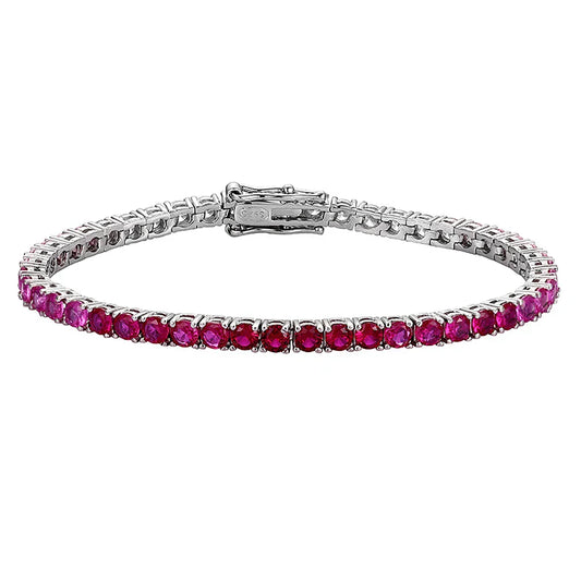 Bracelets de tennis dégradés rouges en argent sterling S925, bracelets de diamants à haute teneur en carbone pour femmes, bijoux fins originaux 2024