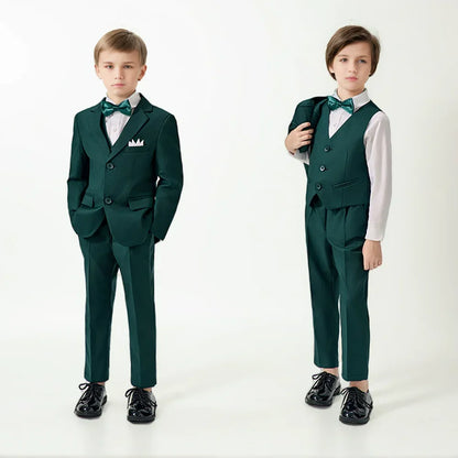 New Colorful Child Suit Set Hot Sale Boys Suits 4 Pieces Classy Handsome Kids Tuxedo For Wedding Guest Catwalk Show