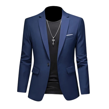 Plus Size 6XL-M Fashion Mens Solid Color Suit Jacket High Quality Business Slim Fit Casual Blazers Formal Social Wedding Tuxedo