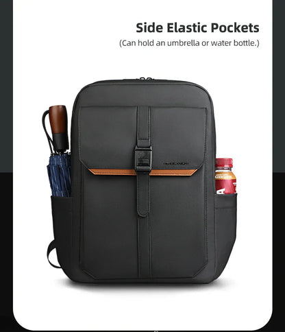 Stylish Business Backpack for Men Waterproof 15.6 inch Flap Laptop Backpack Multiple Pockets Casual Daypack for Work School