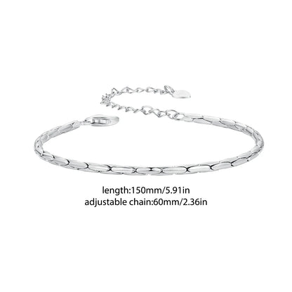 White Gold Plated Bracelet for Women, 925 Sterling Silver Snake Chain Bracelet Dainty Fashion Basic Bracelet BSB173