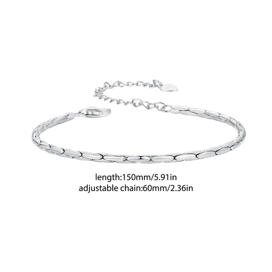 Bracelet pour femme plaqué or blanc, bracelet en argent sterling 925, chaîne serpent, bracelet basique délicat et élégant BSB173