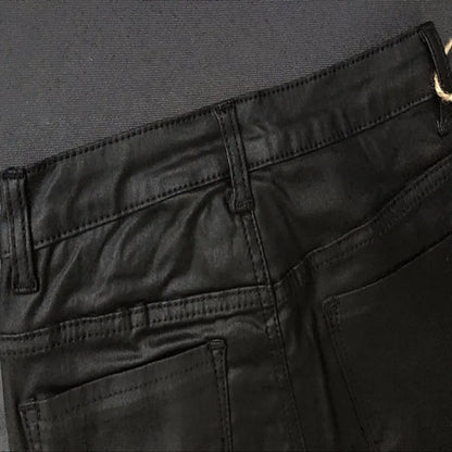 2024 Styling Skinny Women Jeans High Waist Faux Leather Pants Outfit Leggings Chic Casual Girl Stretch Leather Denim Jeans C1075