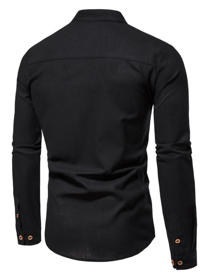 Spring and Autumn Outdoor Activities Fashion Stand collar Long sleeved Pure Cotton Shirt, Casual Fashion Design