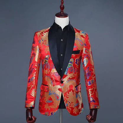 2026 New Men's Red Suit Jacket, Wedding Party Slim Dress Coat, Sequin Decoration Luxurious Blazers Blue Green Terno Masculino
