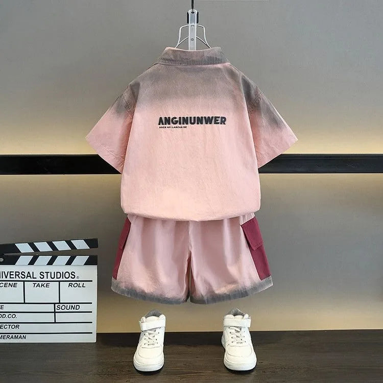 Shirt Suit Boy Children's Clothing Junior Boys' Summer Clothes for Cotton Costumes Sets Kids Sweatshirt Top Bottom Set Outfit