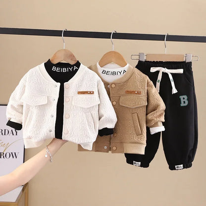New Autumn Baby Clothes Set Children Boys Long Sleeved Suit Jacket T-Shirt Pants 3Pcs/Set Toddler Letter Costume Kids Tracksuits