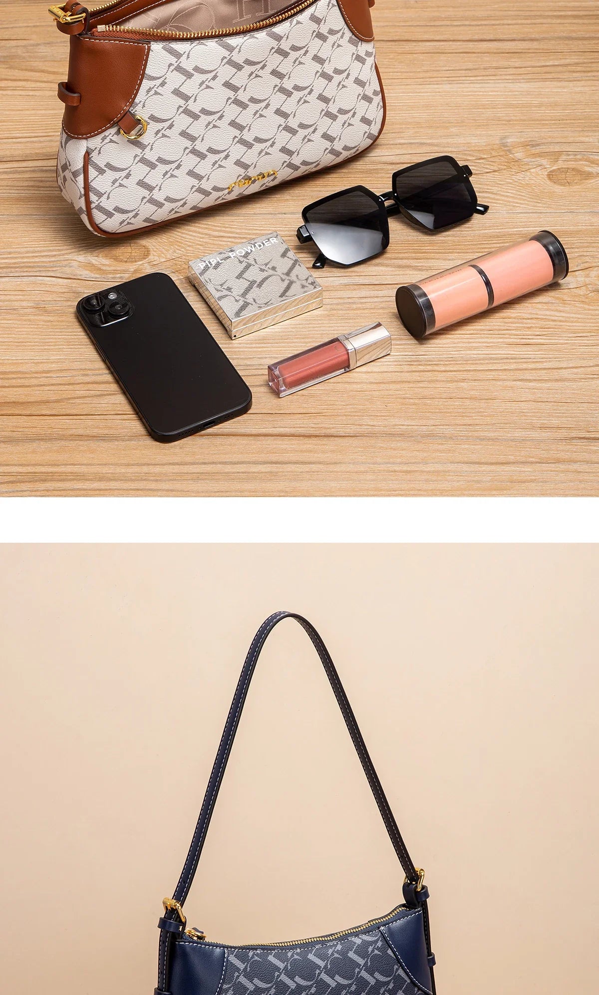 Summer New Simple Crescent Bag 2025 Women's Shoulder Bag with Two Shoulder Straps
