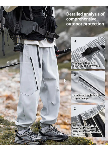 Hiking Pants Men Waterproof Windproof Pants Breathable Loose Trousers Fishing Cycling Trekking Camping Outdoor Sport Pant Autumn