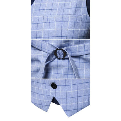 2026 Man Waistcoat Slim Plaid Business Casual Male Suit Vest V-neck Sleeveless Breathable Wedding Party Vest for Men