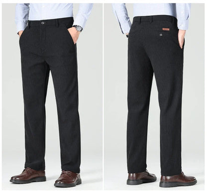 Mens Business Casual Pants Corduroy Suit Pants Autunn Formal Dress Pants Brown Navy Khaki 29-42