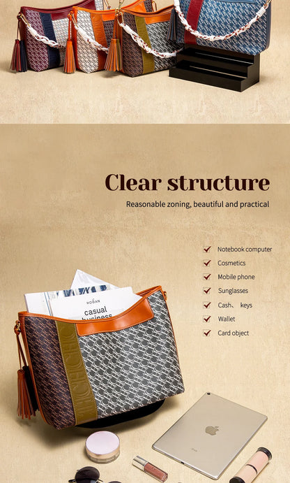 Large Capacity Commuter Women's Bag Women's Tote BagNew Splicing Design Dual Purpose Shoulder Bag