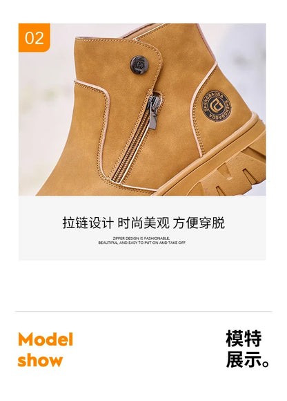 Steel Toe Work Boots side zipper anti-slip work shoes  Anti-Smash Anti Puncture industrial construction waterproof safety shoes