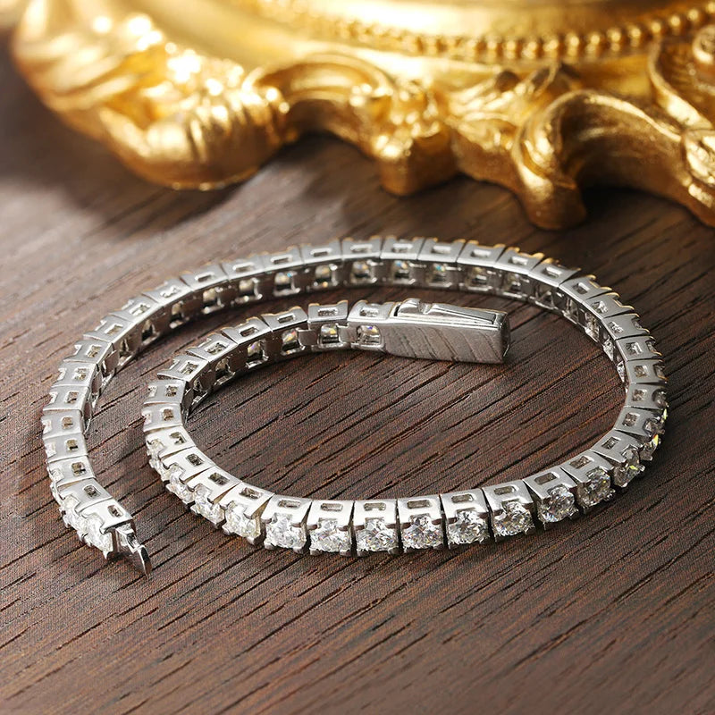 D VVS1 Moissanite Tennis Bracelet Original s925 Sterling Silver Plated 18k White Gold with GRA Bracelets for Women Man