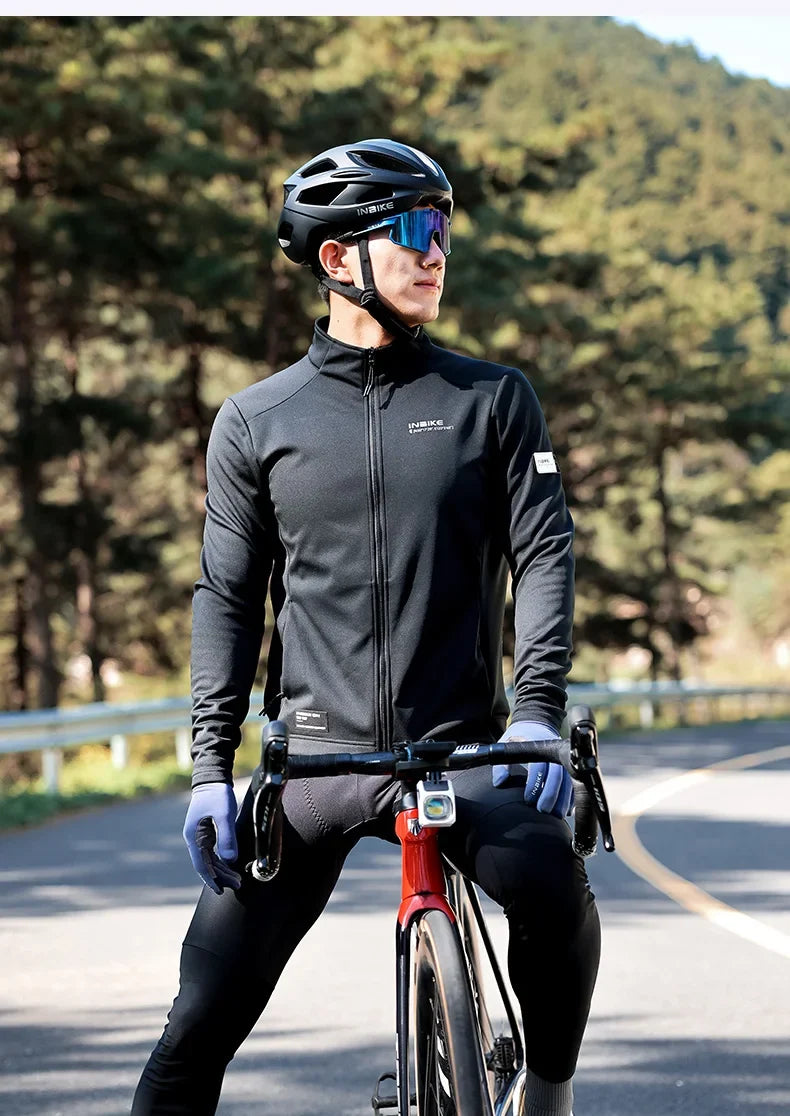 Men's Winter Cycling Bike Jackets Windproof Softshell Thermal Bicycle Clothing for Men Warm Fleece Road Bike Windbreaker