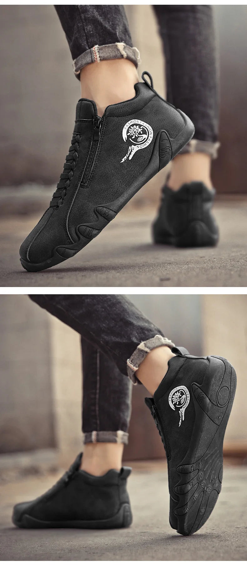 New Men's Ankle Boots Fashion Soft Sole High Top Sneakers Men Shoes Outdoor Versatile Loafers Comfortable Casual Walking Shoes