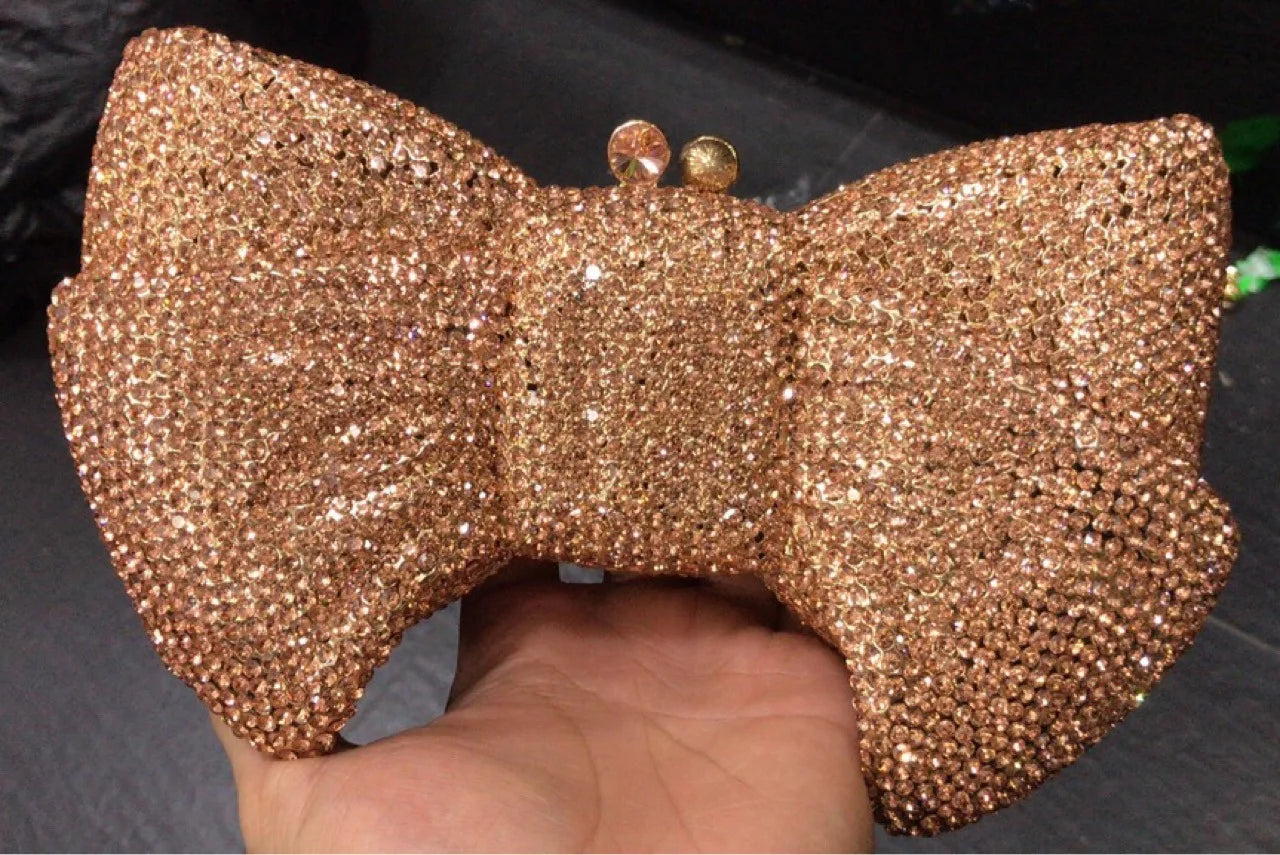 Bow Hollow out Crystal Banquet Wedding Party Dress Bag Rhinestone Luxury Designer Handbag Stone Elegant Bow Clutch Purse Bag