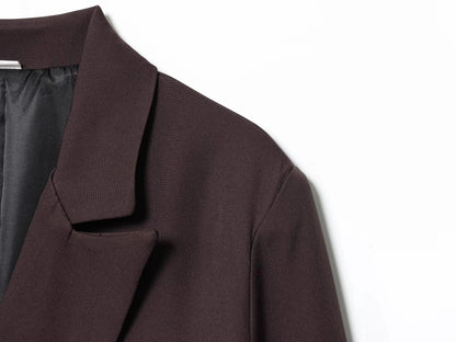 Fall Elegant Lady Commute Blazer Lapel Double-breasted Blazer Coat 2025 Spring Autumn Fashion Minimalist Office Women Blazer
