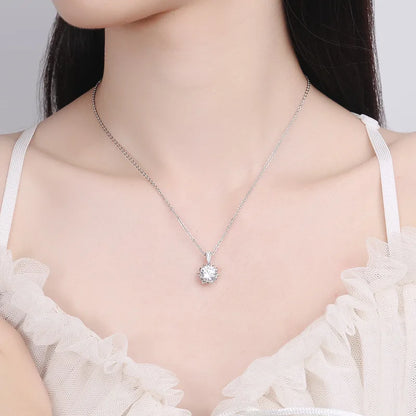 1/2CT D VVS Moissanite Necklace for Women Brilliant Cut Wedding Lab Diamond Pendant Sterling Silver 925 Jewelry Box Chain