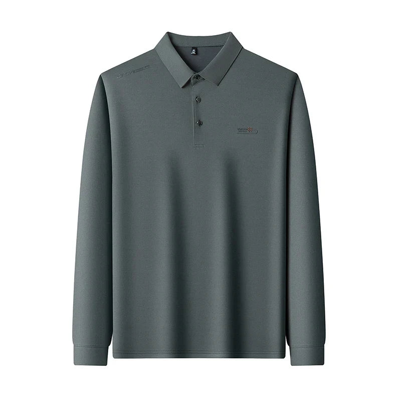 Original Design Men's Polo Shirt Lapel Long Sleeve T-Shirt Autumn New Letter Print Wrinkle-Free Fashion Business Casual Menswear