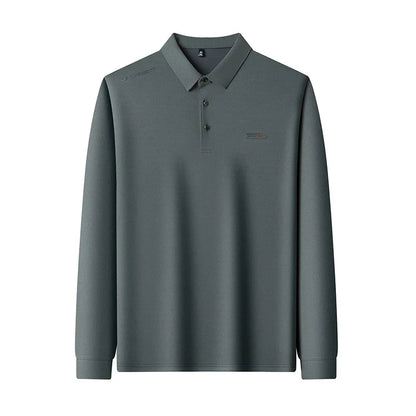 Original Design Men's Polo Shirt Lapel Long Sleeve T-Shirt Autumn New Letter Print Wrinkle-Free Fashion Business Casual Menswear