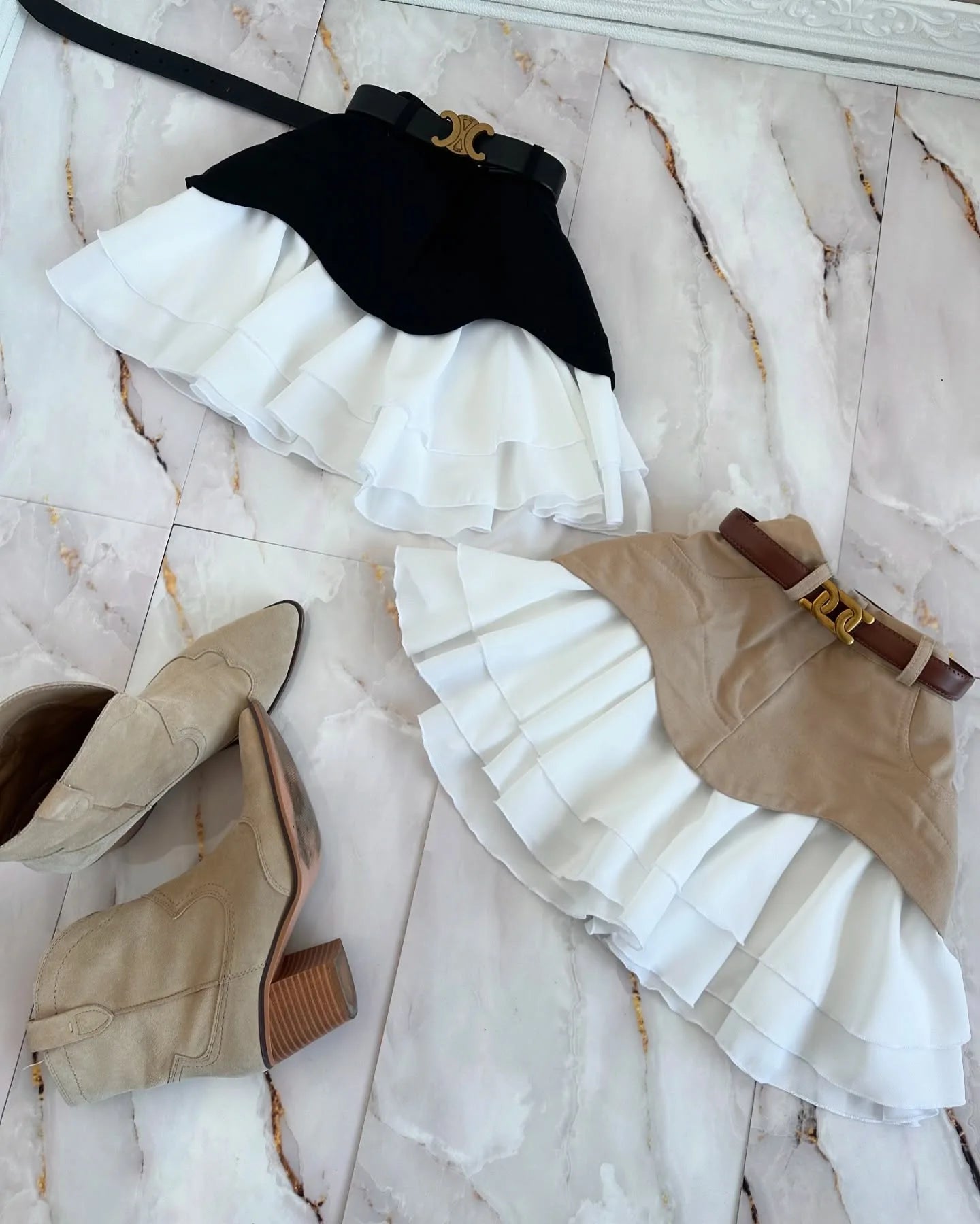 Denim Cake Skirt Women A Line Short Skirts High Waist Ruffles Elegant Splice Y2k Streetwear Party Pleated Slim Fit 2025 Spring