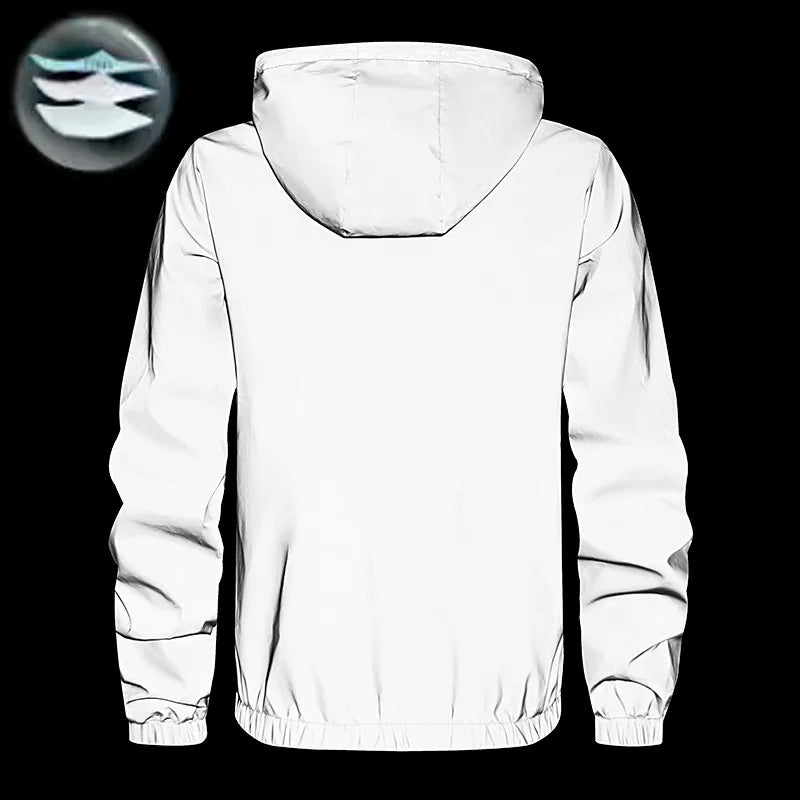 Night Reflective Jackets Men Double Fabric Waterproof Windbreaker Hooded Jacket Man Hip Hop Cycling Sports Zipper Coats Outwear