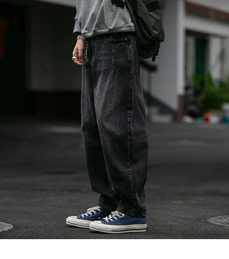 American Vintage High Quality Denim Cargo Pants Men Clothing Streetwear Loose Skate Jeans Harajuku Casual Harem Trousers Male