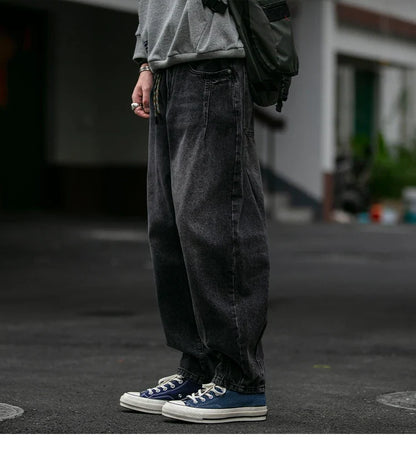American Vintage High Quality Denim Cargo Pants Men Clothing Streetwear Loose Skate Jeans Harajuku Casual Harem Trousers Male