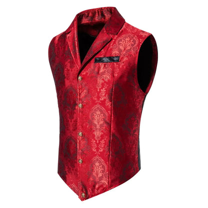 New Men Jacquard Suit Vest Loose Tops Red / Green  / Blue / Pink Fashion Male Wedding Prom Party Luxury Dress Waistcoat